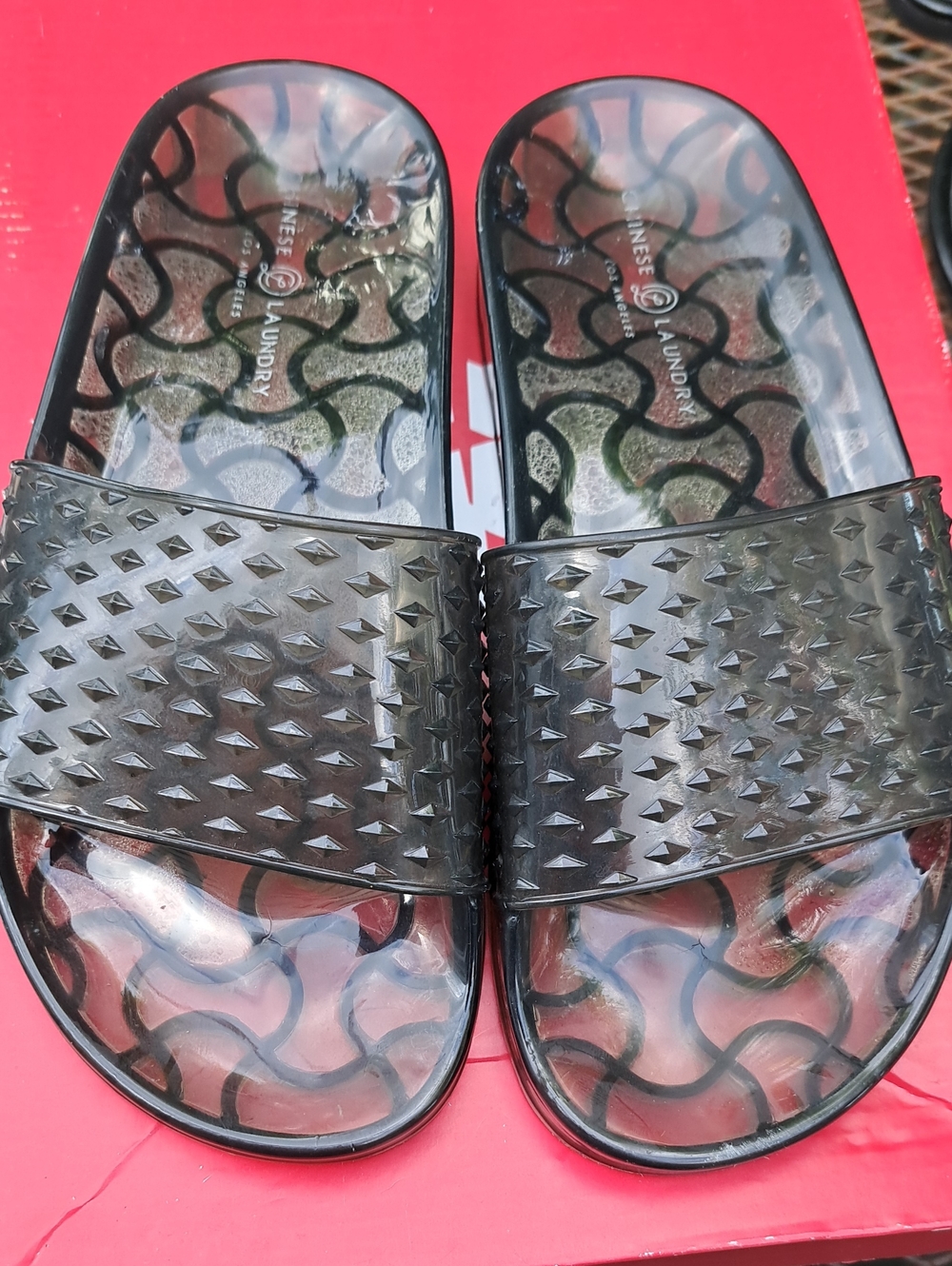 Black Clear Jelly Slide Sandals Flip Flops
